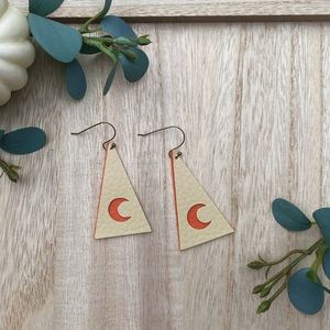 Handmade Bohemian Celestial Moon Faux Leather Earrings